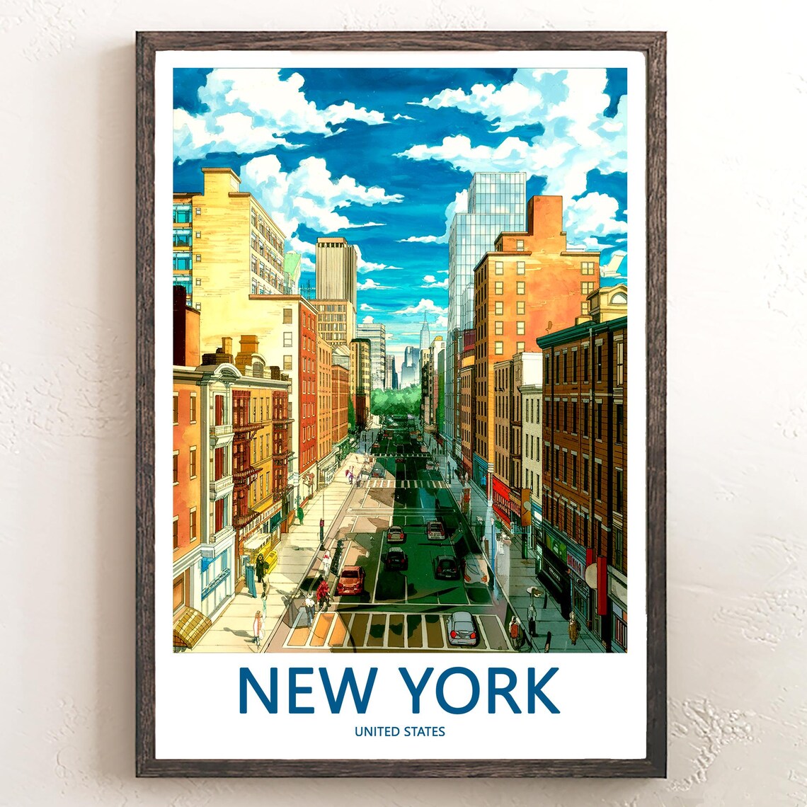 New York City Street Canyon Skyscraper View Daytime Travel Poster
