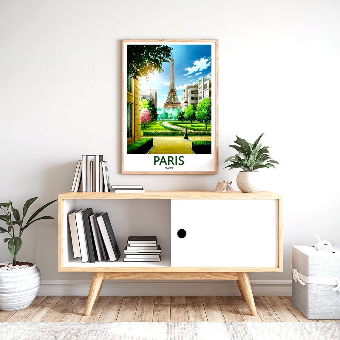 Paris Eiffel Tower Beautiful Garden Park With Flowerbeds View Poster - Image 2