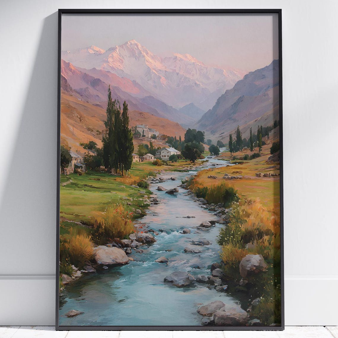 Mountain Valley Art Serene River And Snow Peaks At Sunrise Wall Decor
