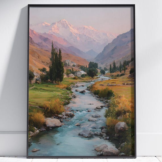 Mountain Valley Art Serene River And Snow Peaks At Sunrise Wall Decor