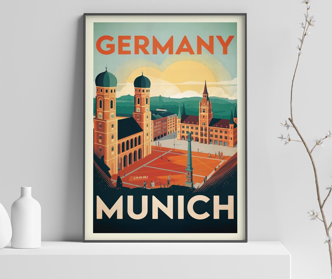 Munich Vintage Travel Poster, Germany Wall Art Print