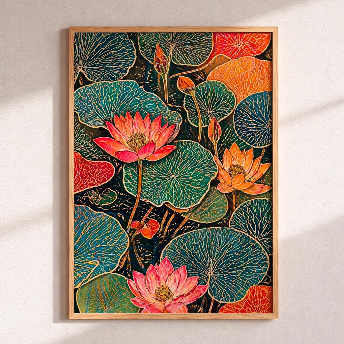 Lotus Japanese Botanical Illustration Art Print