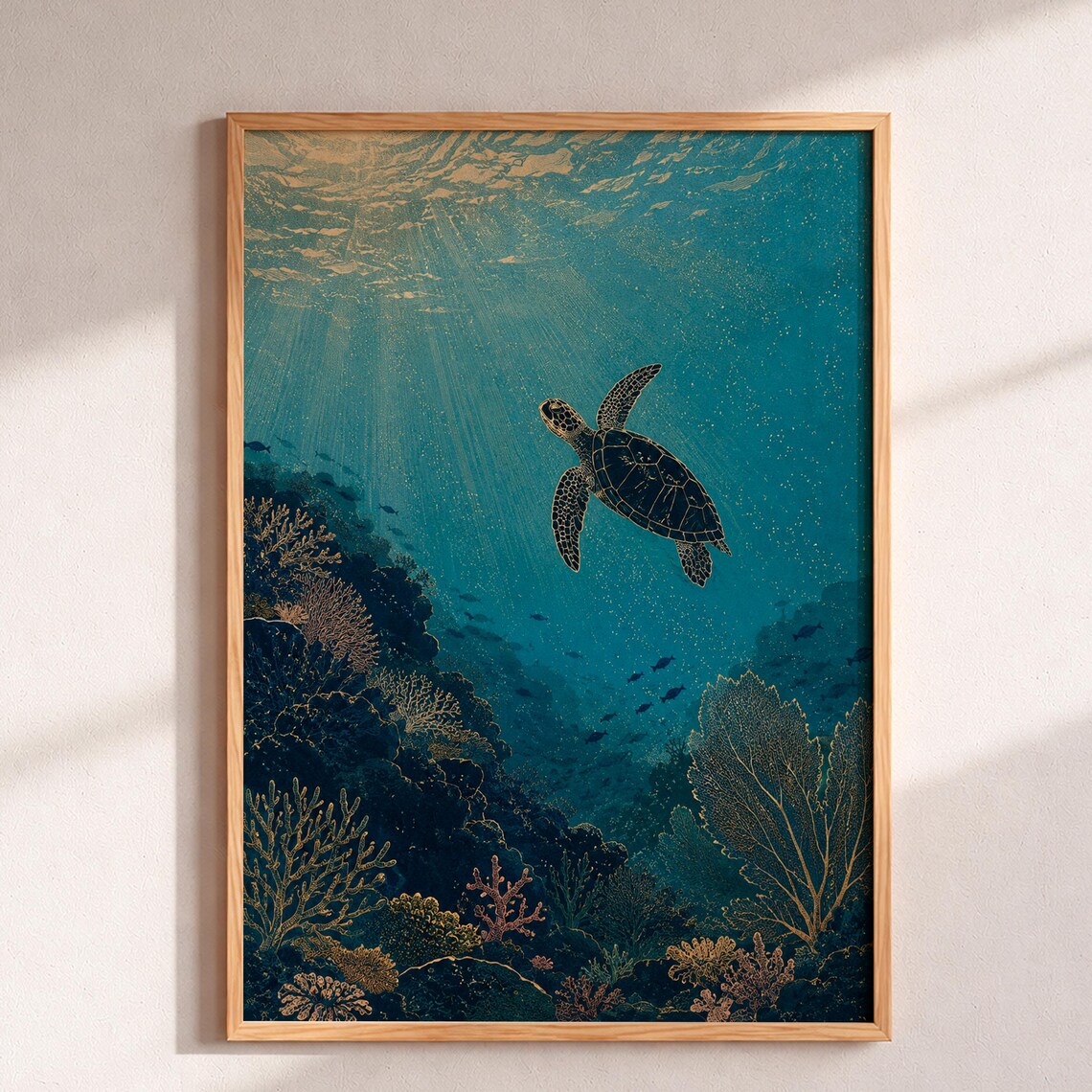 Sea Turtle Poster Print, Coastal Home Decor