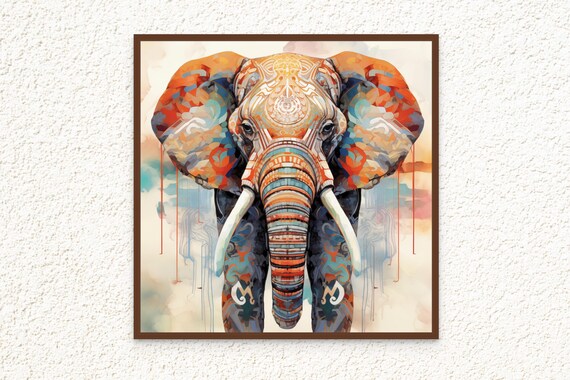 Colorful Boho Elephant Mandala Inspired Safari Animal Poster
