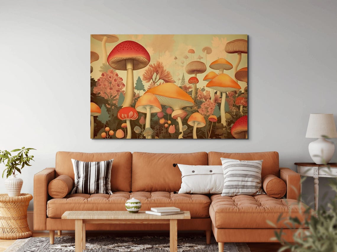 Whimsical Cottagecore Mushroom Forest Illustration Art Poster - Image 2