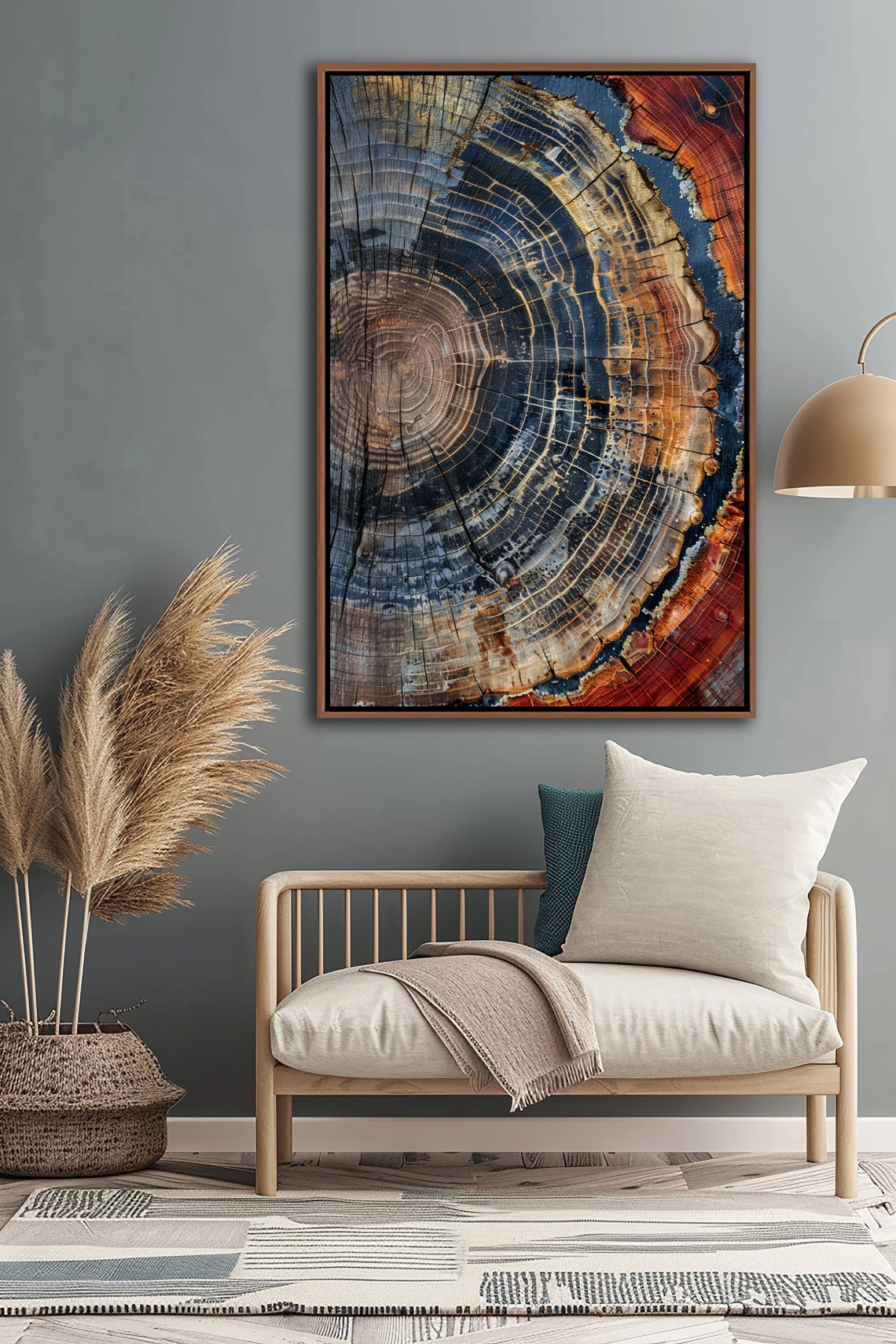 Tree Ring Framed Wall Art Abstract Colorful Decor Minimalist Home Canvas Modern Farmhouse Living Room Print - Image 3