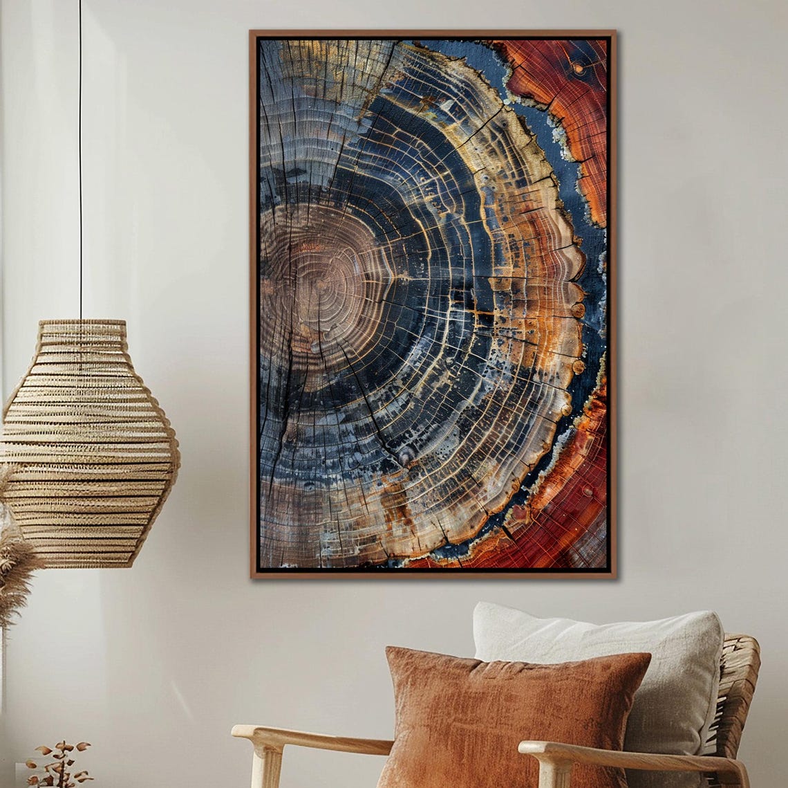 Tree Ring Framed Wall Art Abstract Colorful Decor Minimalist Home Canvas Modern Farmhouse Living Room Print