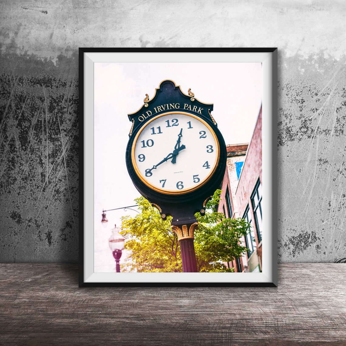 Old Irving Park Vintage Street Clock Chicago Sidewalk Clock Poster