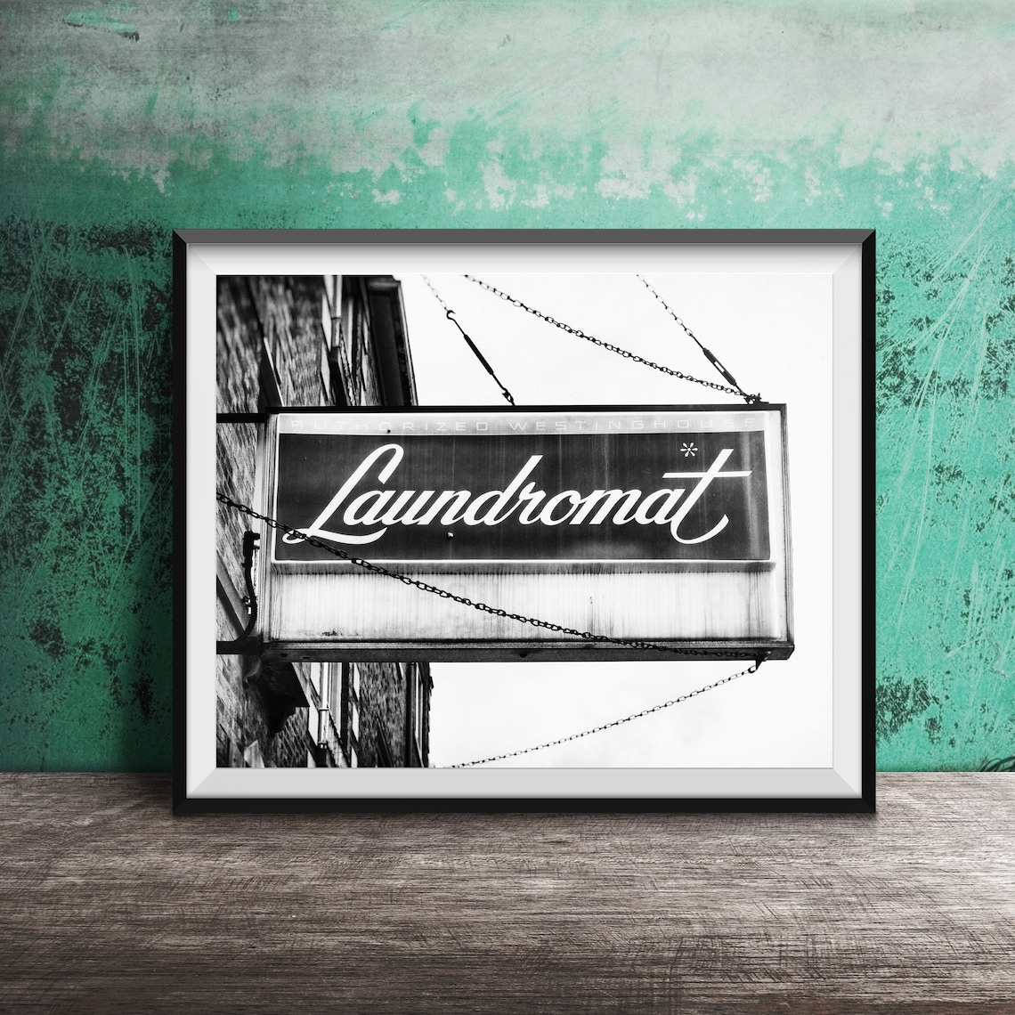 Laundromat Blue Sign, Mid-Century Modern Art Print - Image 4