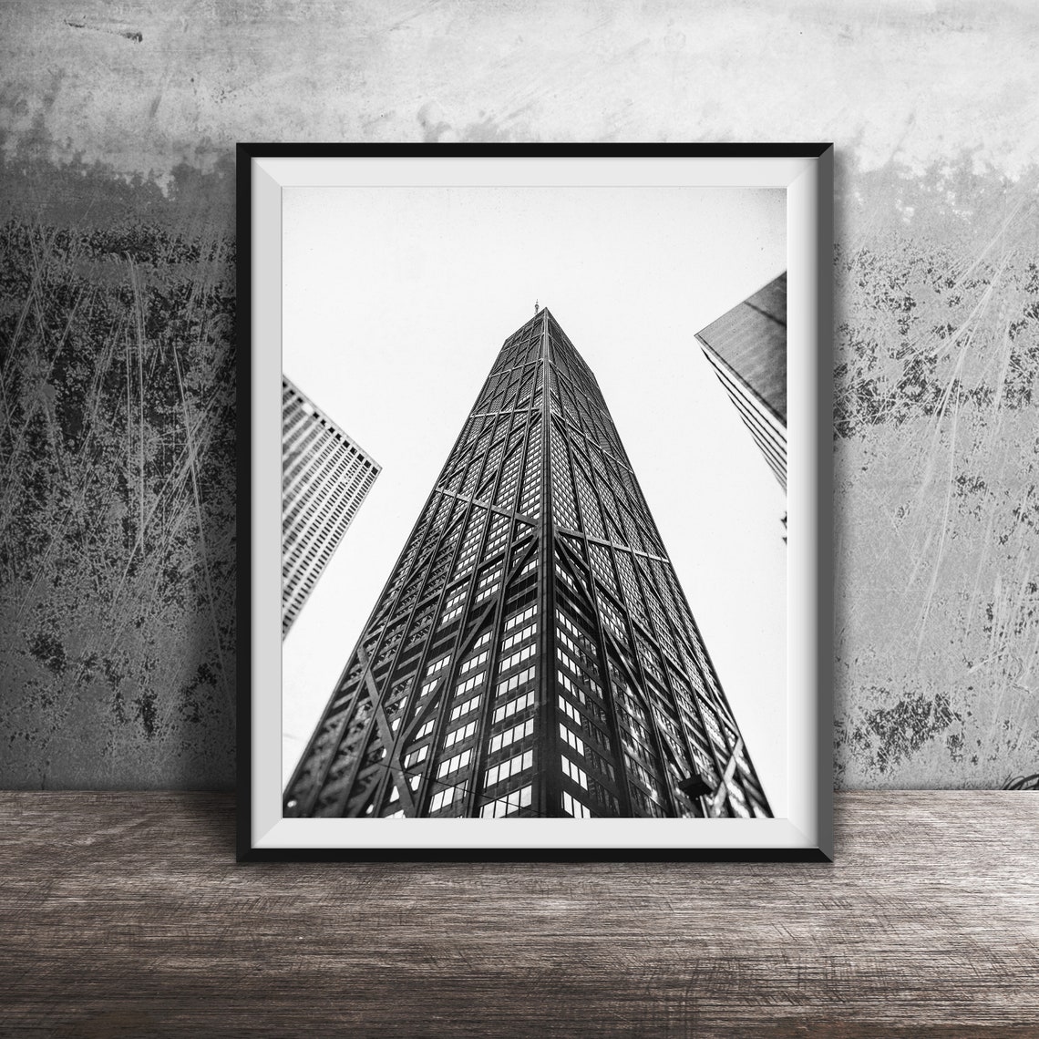 John Hancock Center Chicago Dramatic Looking Up Architecture Poster - Image 2