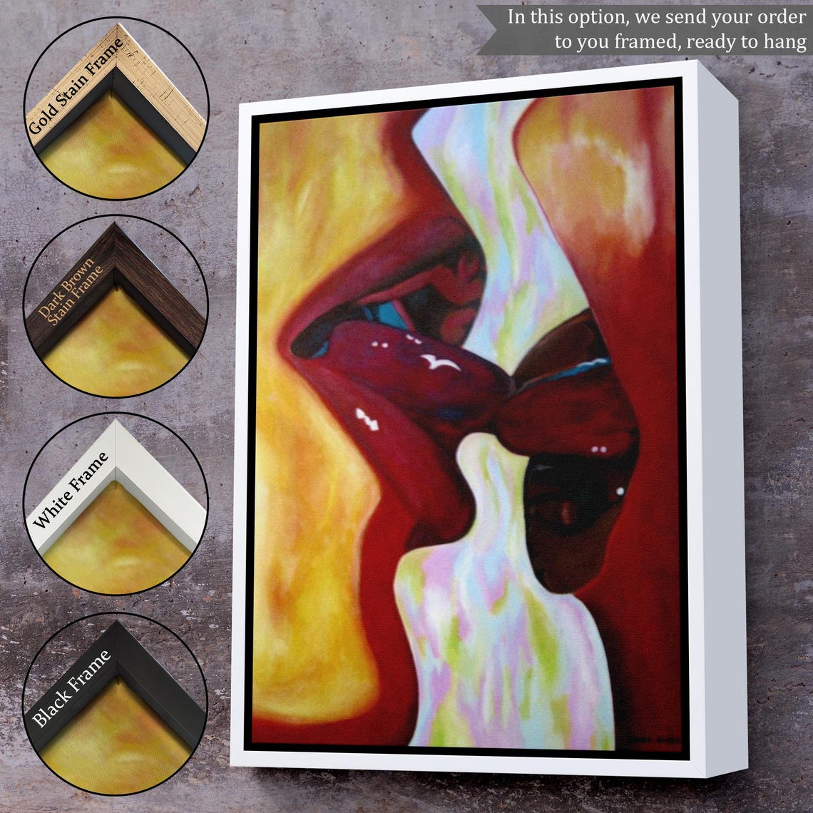 Bold Red Lips Abstract Kiss Close-Up Sensual Modern Art Poster - Image 3