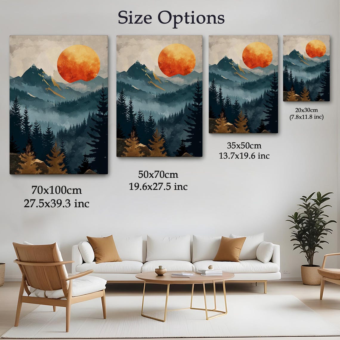 Sunset Above The Mountains Painting Landscape Wall Table Nature Art Nature Print Nature Wall Decor - Image 4