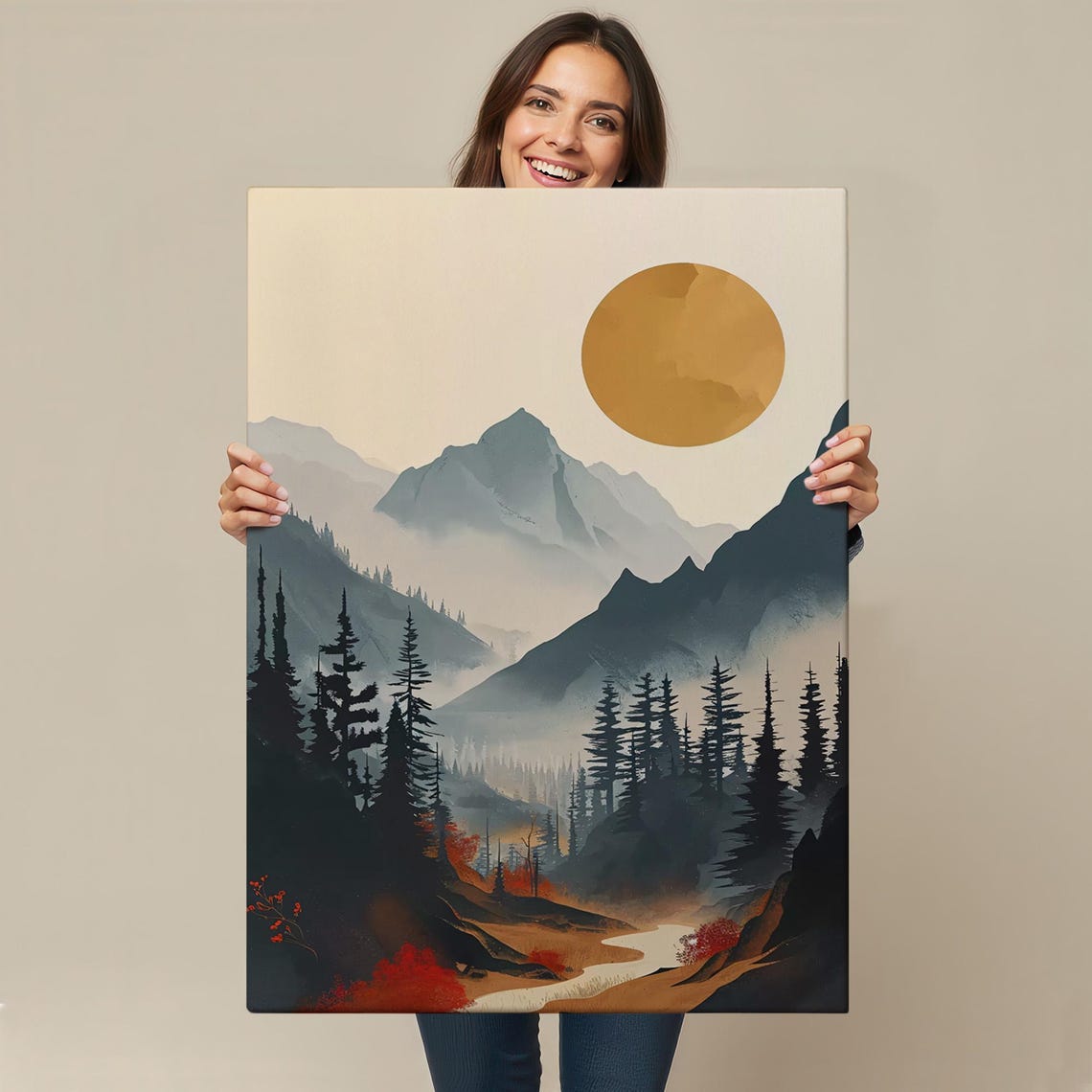 Sunset Above The Mountains Painting Nature Art Nature Print Nature Decor Landscape Wall Table - Image 4