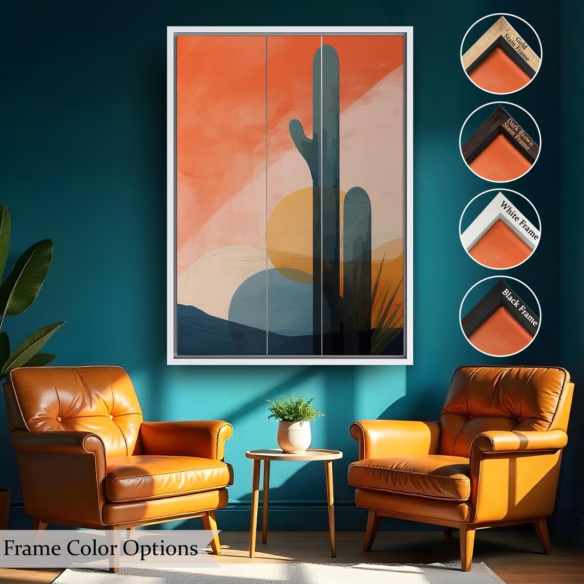 Cactus Patterned Soft Painting, Nature Decor - Image 2