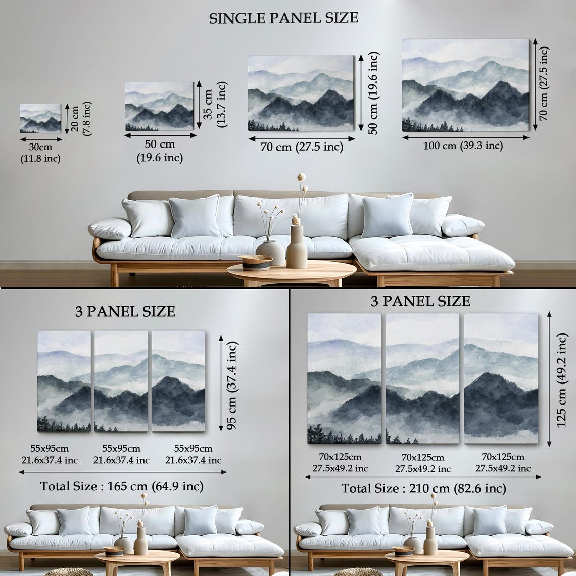 Mountain Landscape Watercolor Look Decorative Wall Art Housewarming Gifts Abstract Wall Art Abstract Print - Image 4