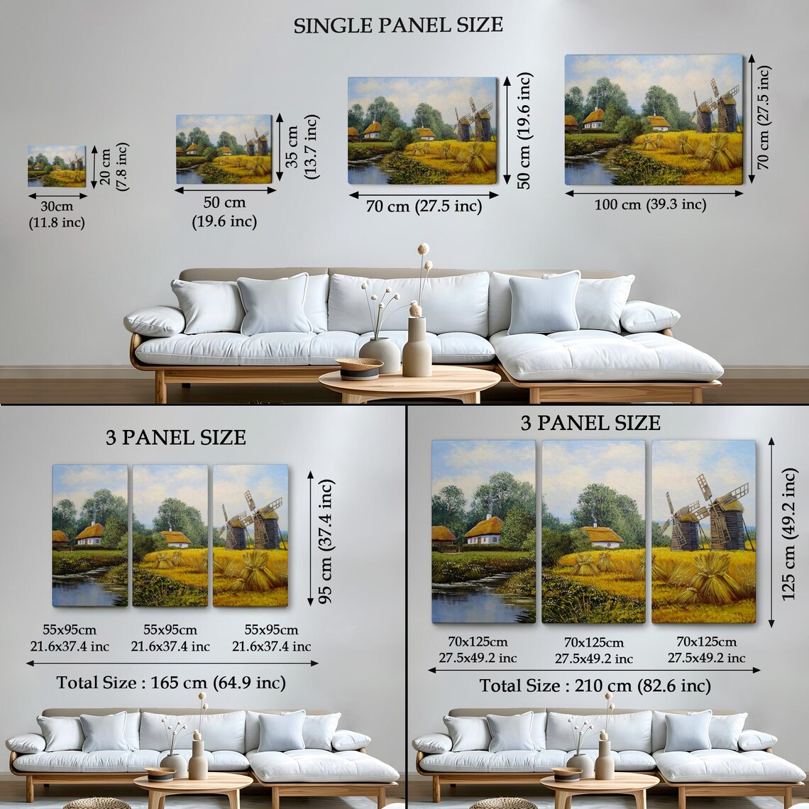 Ukrainian Village Windmills Wheat Field Thatched Houses Country Poster - Image 4
