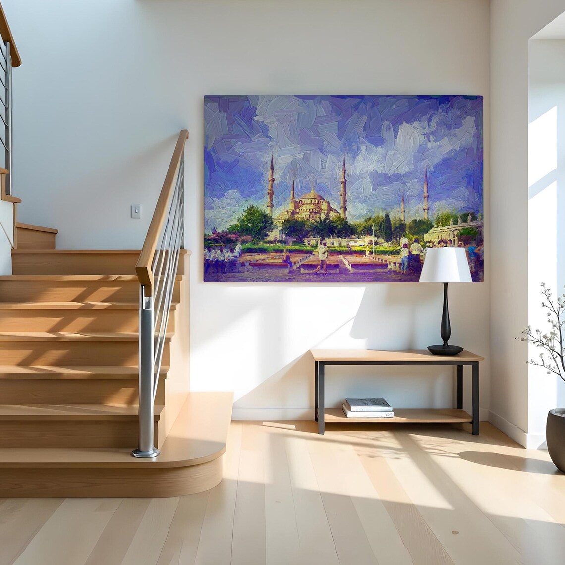 Istanbul Sultan Ahmed Blue Mosque Lavender Sky Oil Painting Poster - Image 2