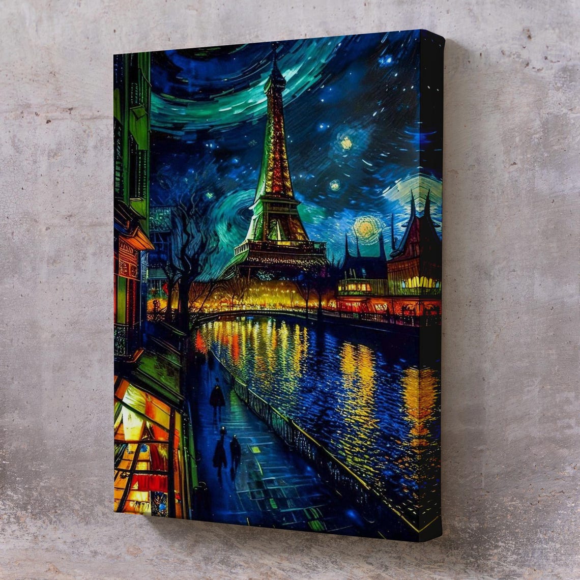 Paris Eiffel Tower Starry Night Van Gogh Style Dreamy City Poster