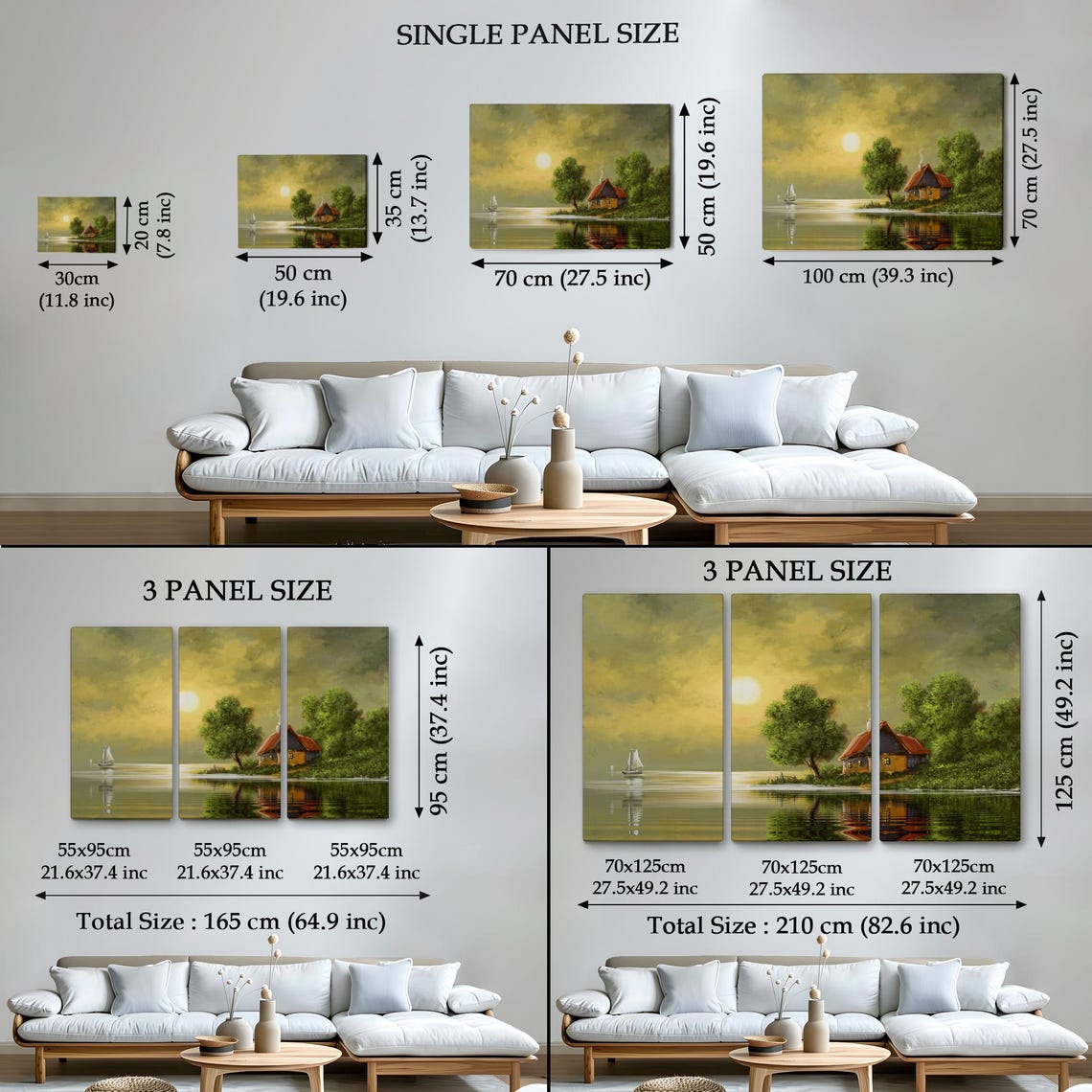 Lakeside Cottage Red Roof Golden Sunset Reflection Sailboat Poster - Image 4