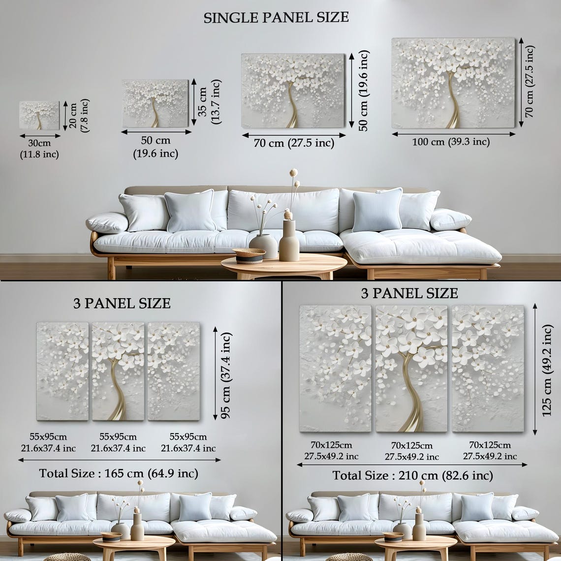 White Blossom Tree Gold Trunk Elegant Floral Wall Art Decor Poster - Image 4