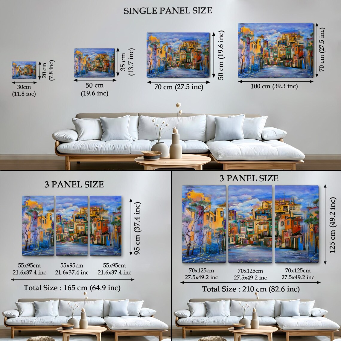 Colorful Old Town Street Cloudy Sky Impressionist Cityscape Art Poster - Image 4
