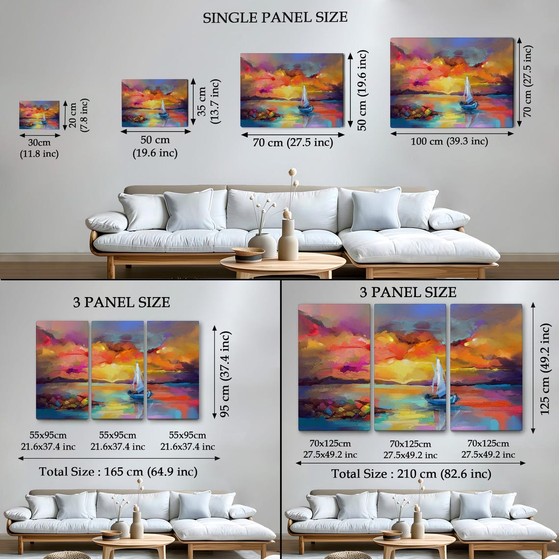 Lone Sailboat Pink Orange Sunset Dramatic Abstract Sky Ocean Poster - Image 4