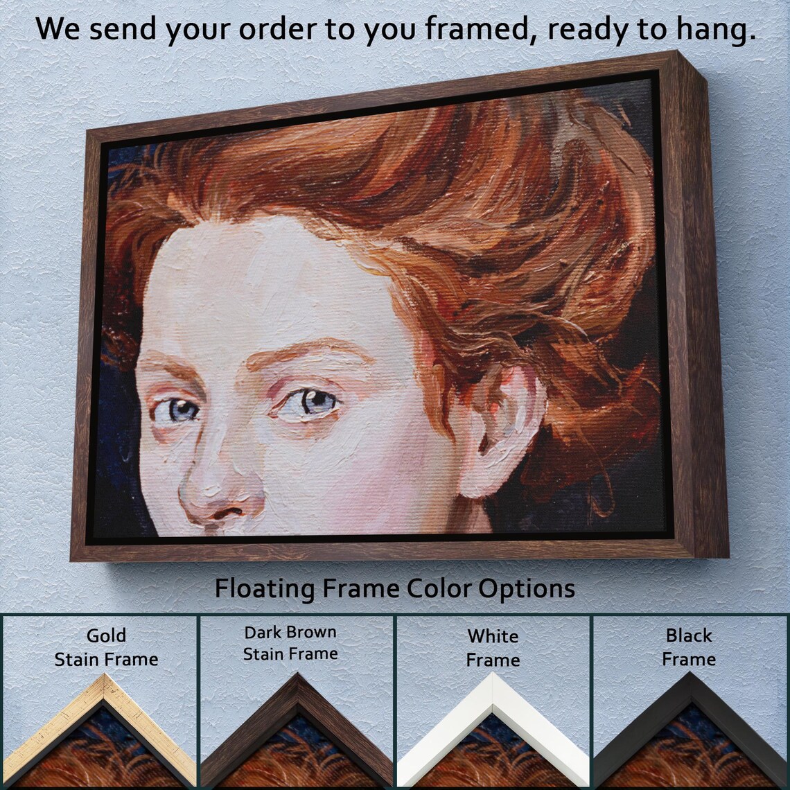 Red Haired Woman Portrait Blue Eyes Oil Painting Fine Art Poster - Image 3