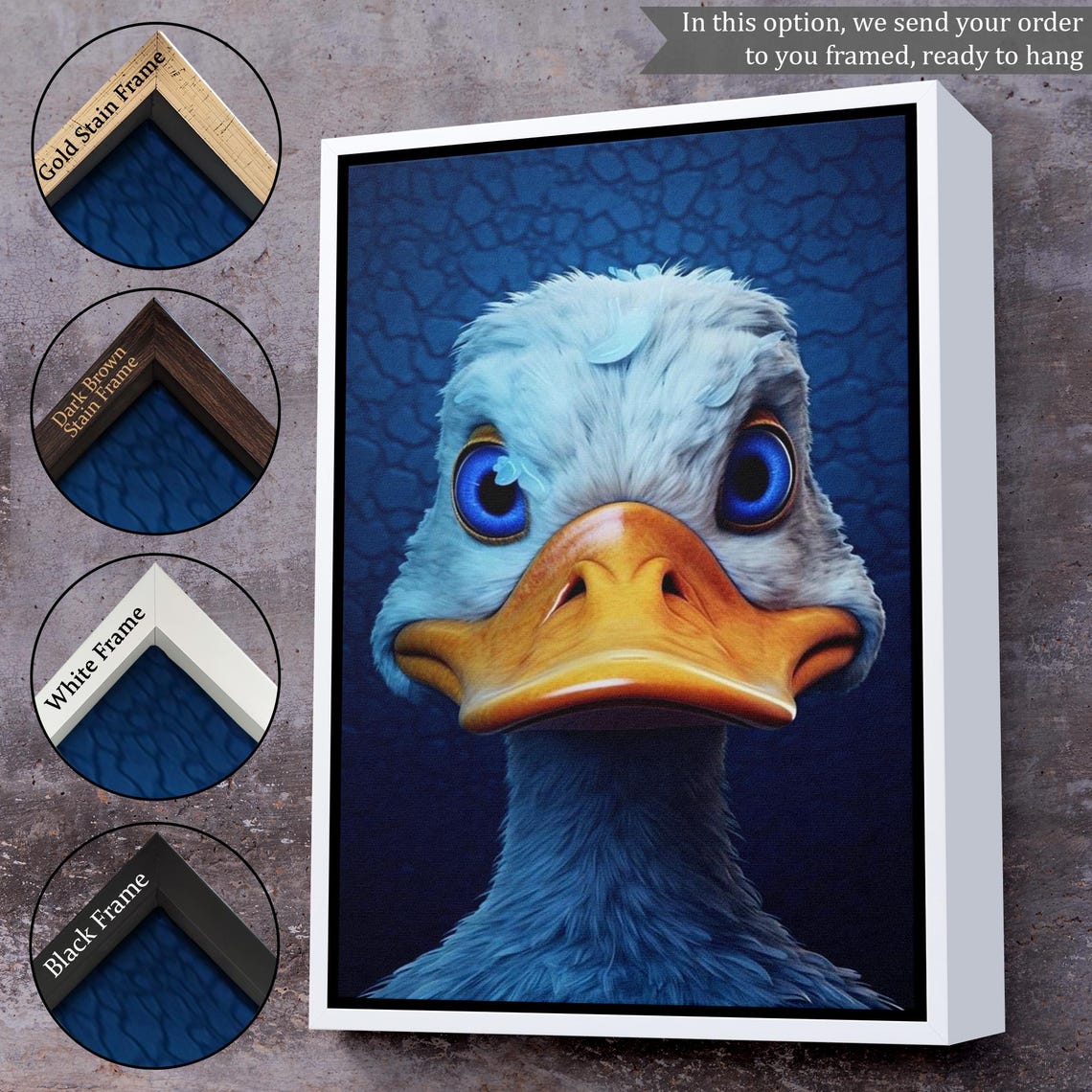 Cute Duck Close-Up Blue Eyes Funny Whimsical Animal Art Poster - Image 3