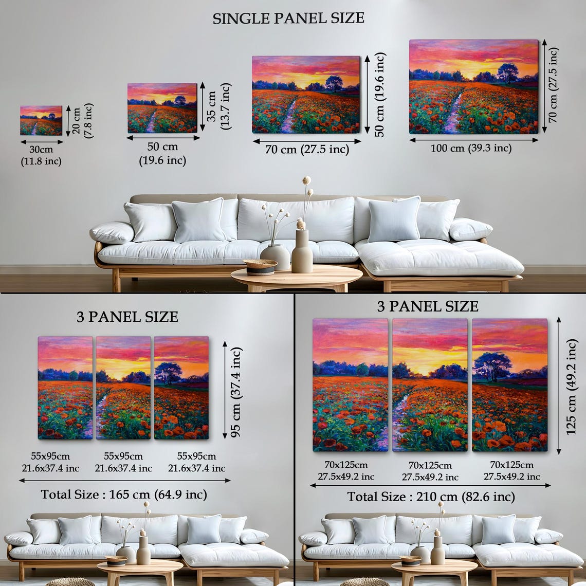 Red Poppy Field Sunset Blazing Pink Orange Sky Meadow Travel Poster - Image 4
