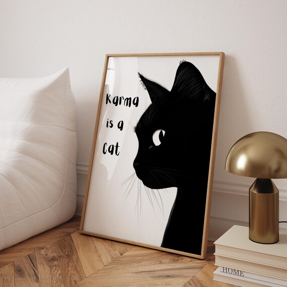 Karma Is A Cat, Funny Cat Illustration