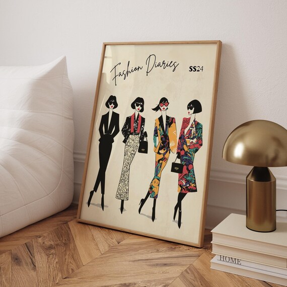 Fashion Diaries SS24 Colorful Suits Runway Women Illustration Art Poster