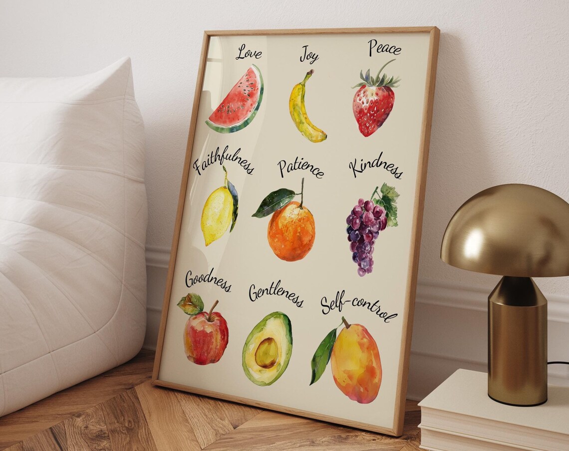 Fruit Of The Spirit Wall Art Gift For Christian Bible Scripture Retro Kitchen Print Home Decor