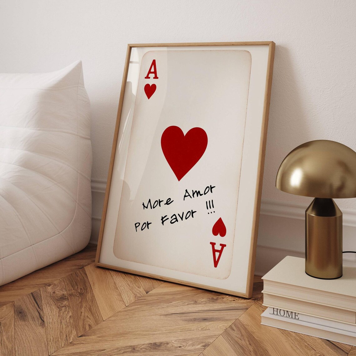 Handwritten More Amor Por Favor Ace Of Hearts Card Love Poster