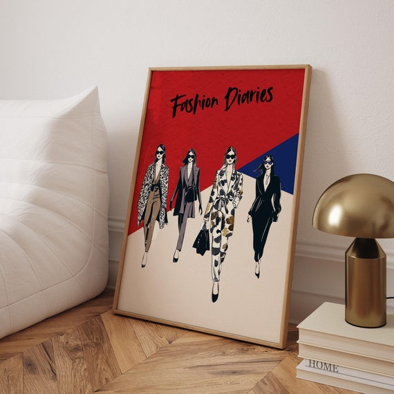 Vintage Fashion Poster Funky Handdrawn Wall Art