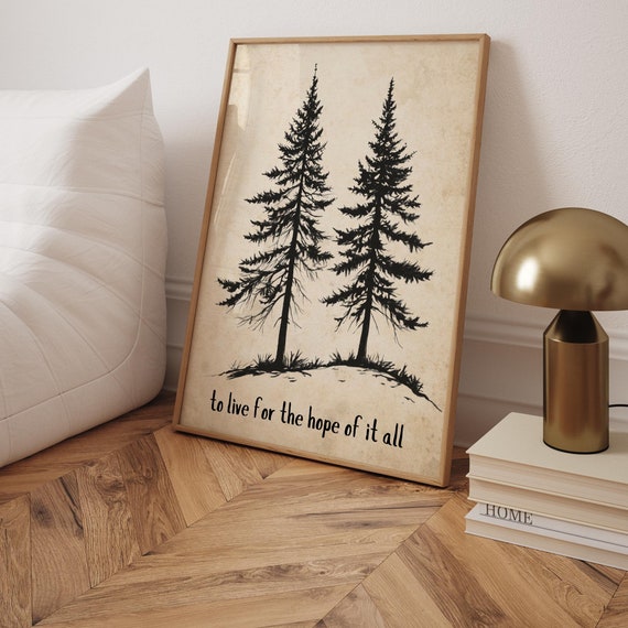 Rustic Pine Tree Art Print Minimalist Nature Decor