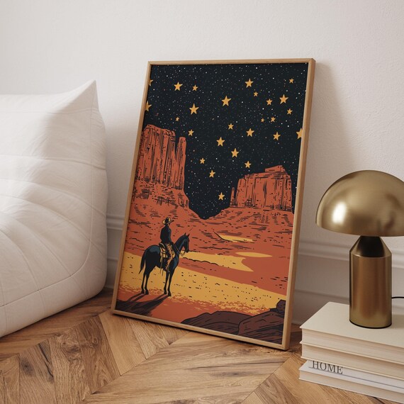 Western Cowboy Traditional Travel Poster