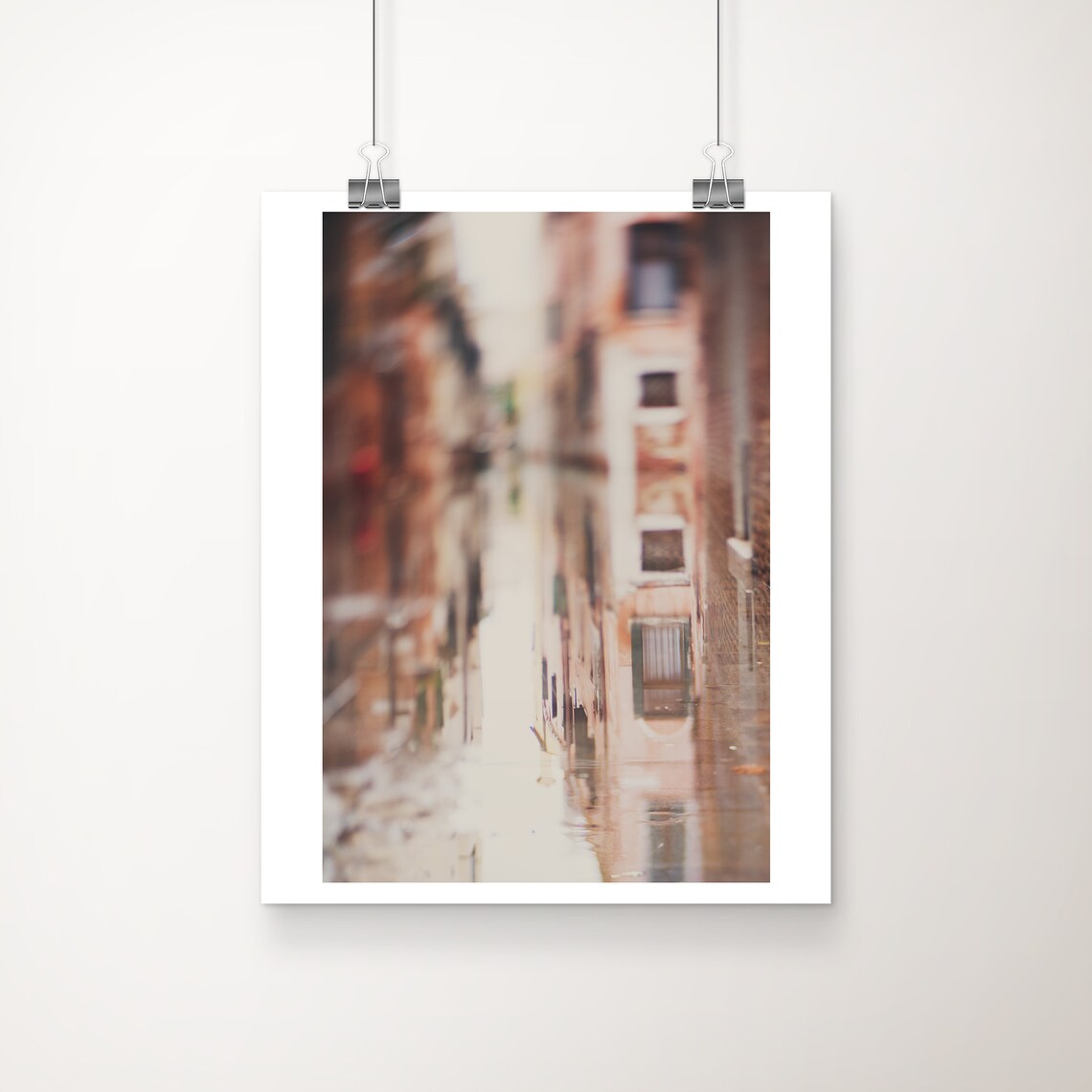 Venice Acqua Alta High Water Flooded Street Reflection Photo Poster