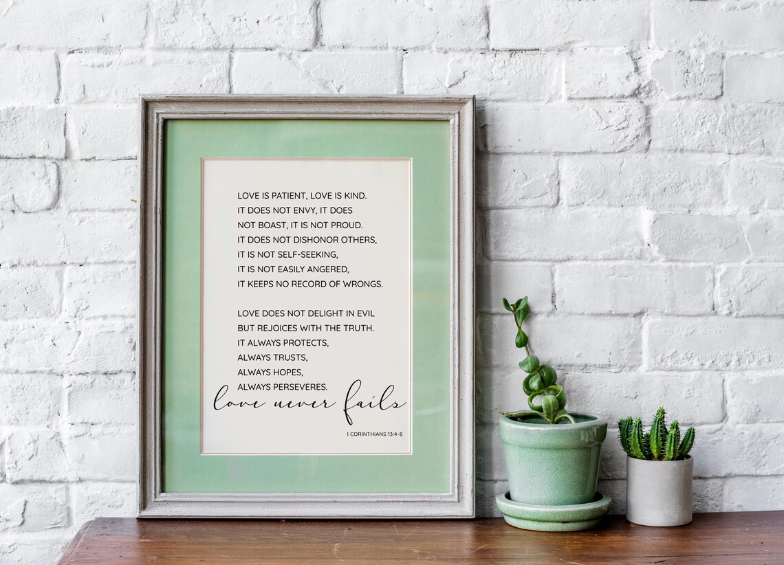 Love Is Patient Love Is Kind 1 Corinthians 13 Wedding Quote Poster - Image 3