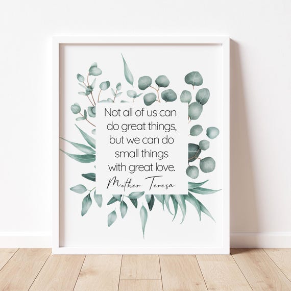 Mother Teresa Quote With Green Botanical Art Print