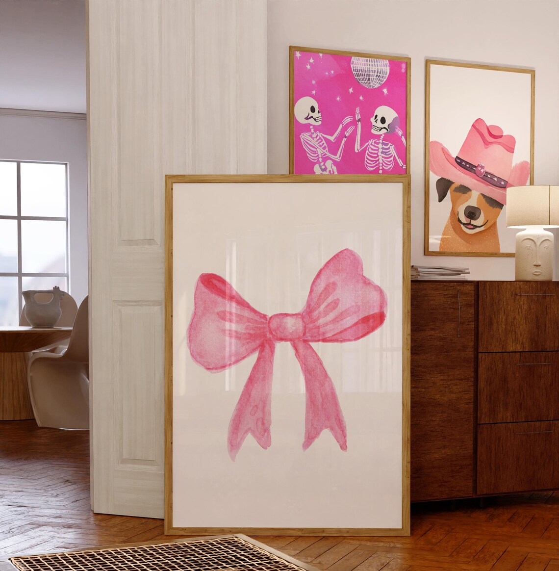 Pink Watercolor Bow Poster Coquette Ribbon Wall Decor for Girls - Image 2