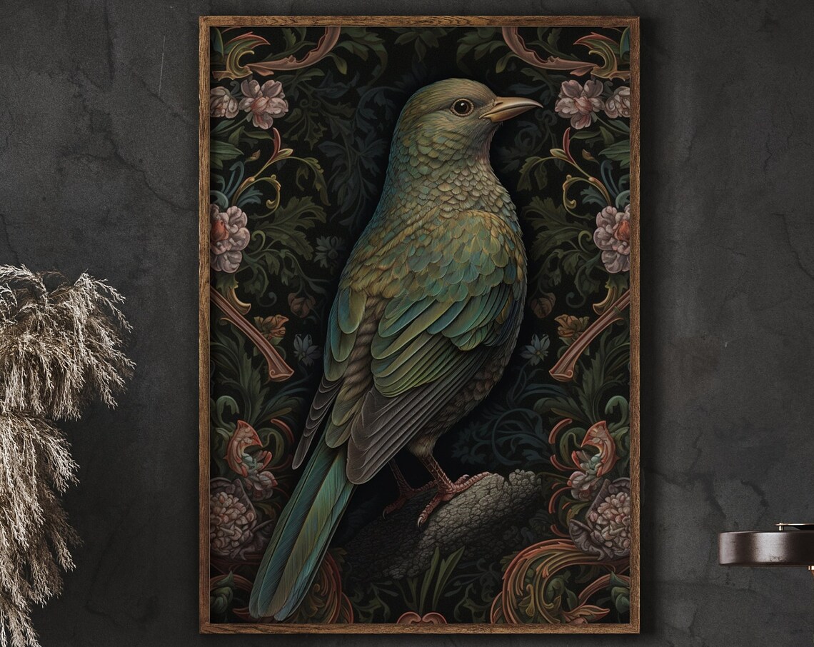 William Morris Inspired Bird Art Print, Bird Wall Art