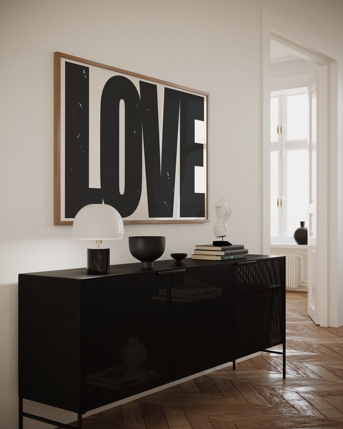 Love Modern Black And White Typography Art Print - Image 2