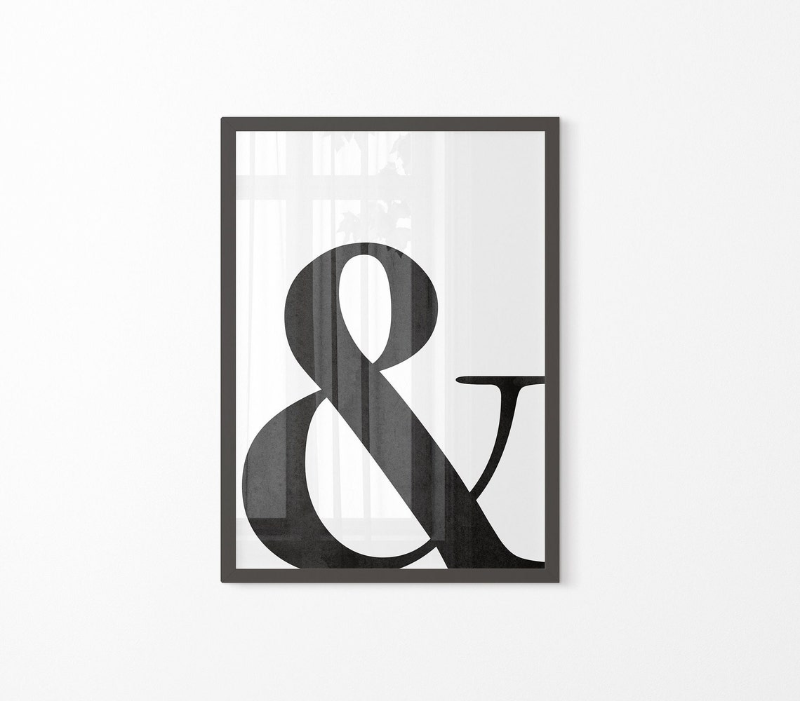 Black Ampersand Symbol Minimalist Monochrome Scandinavian Poster - Image 3