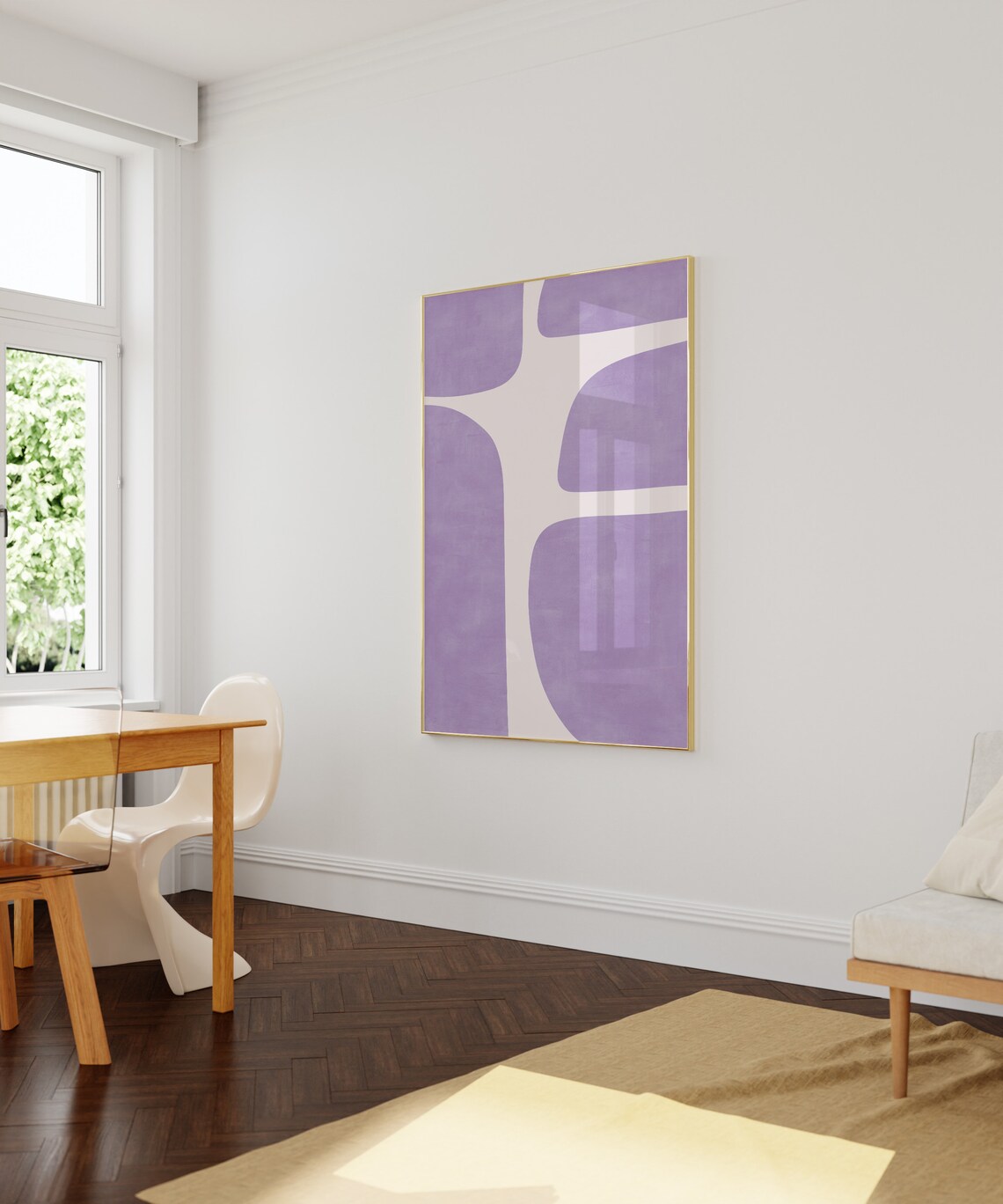 Lilac Purple Organic Shapes Mid Century Modern Abstract Wall Art - Image 3