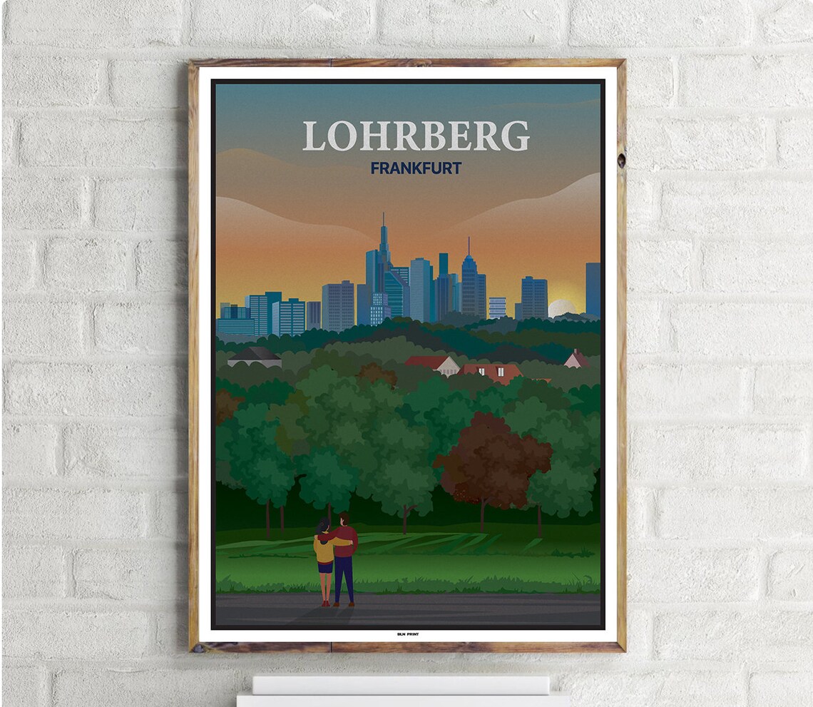 Lohrberg Frankfurt Vintage Travel Poster