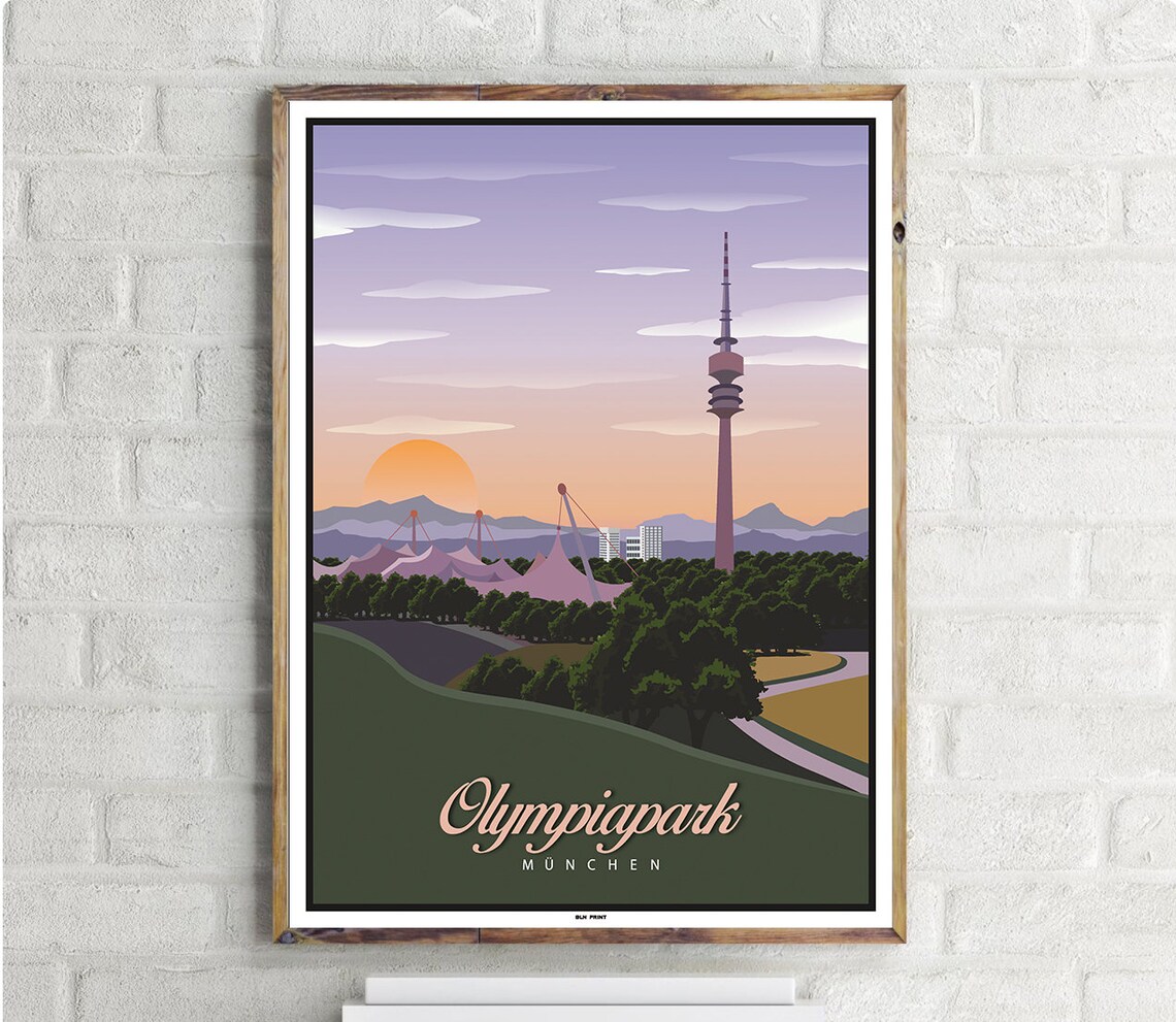 Olympiapark München Vintage Travel Poster