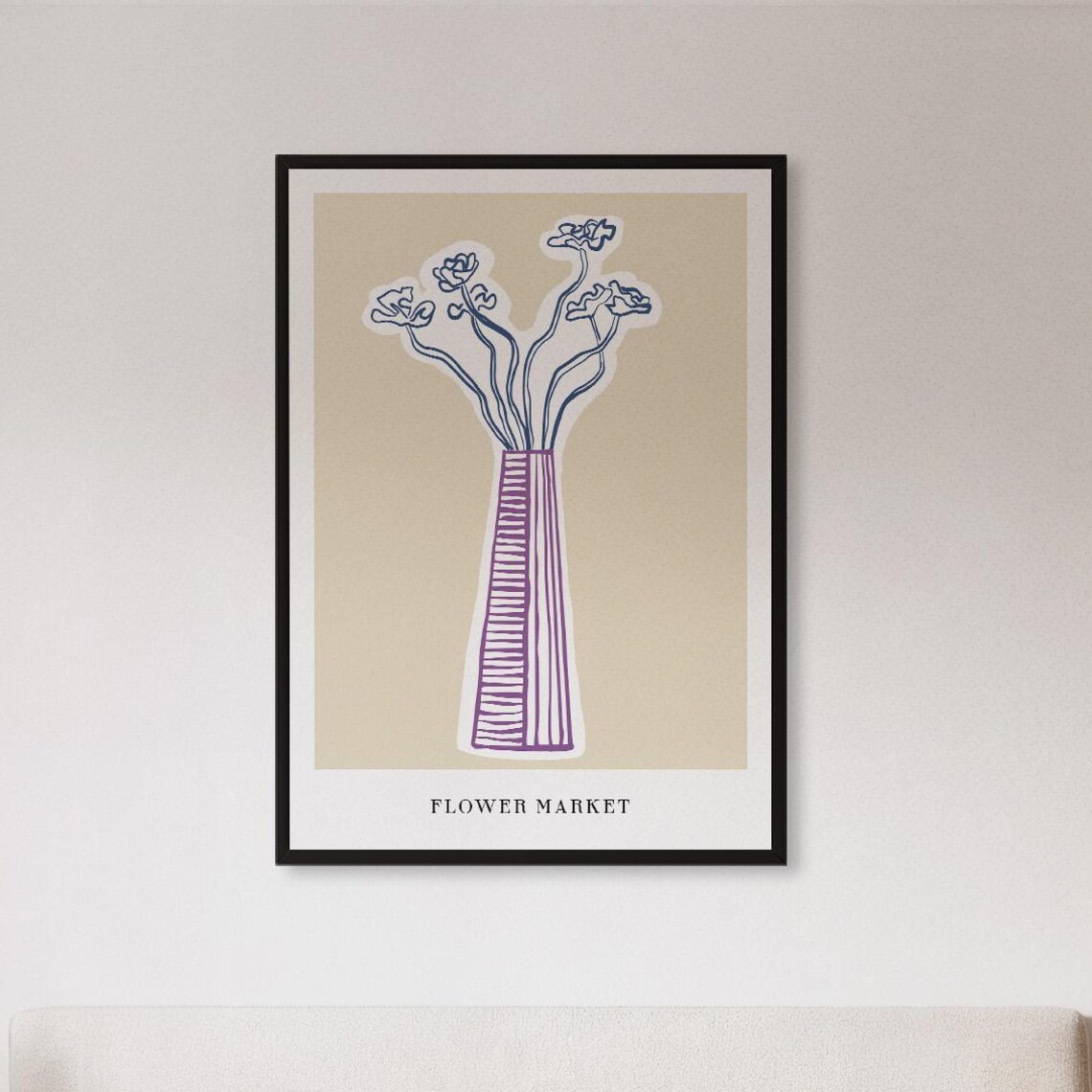 Flower Market Purple Line Vase Minimalist Floral Decor Poster