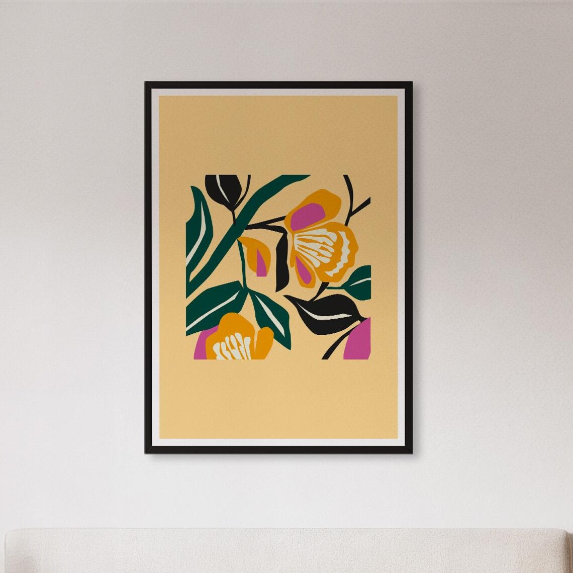 Botanical Abstract Wall Art Print, Maximalist Boho Floral
