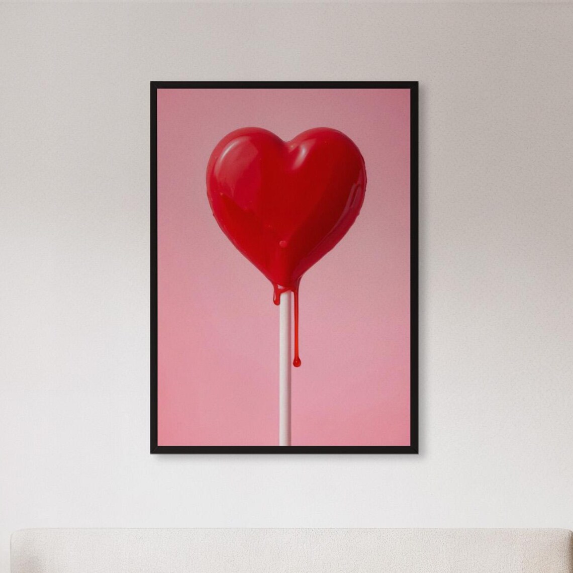 Melting Red Heart Lollipop Sweet Candy Pink Photography Poster