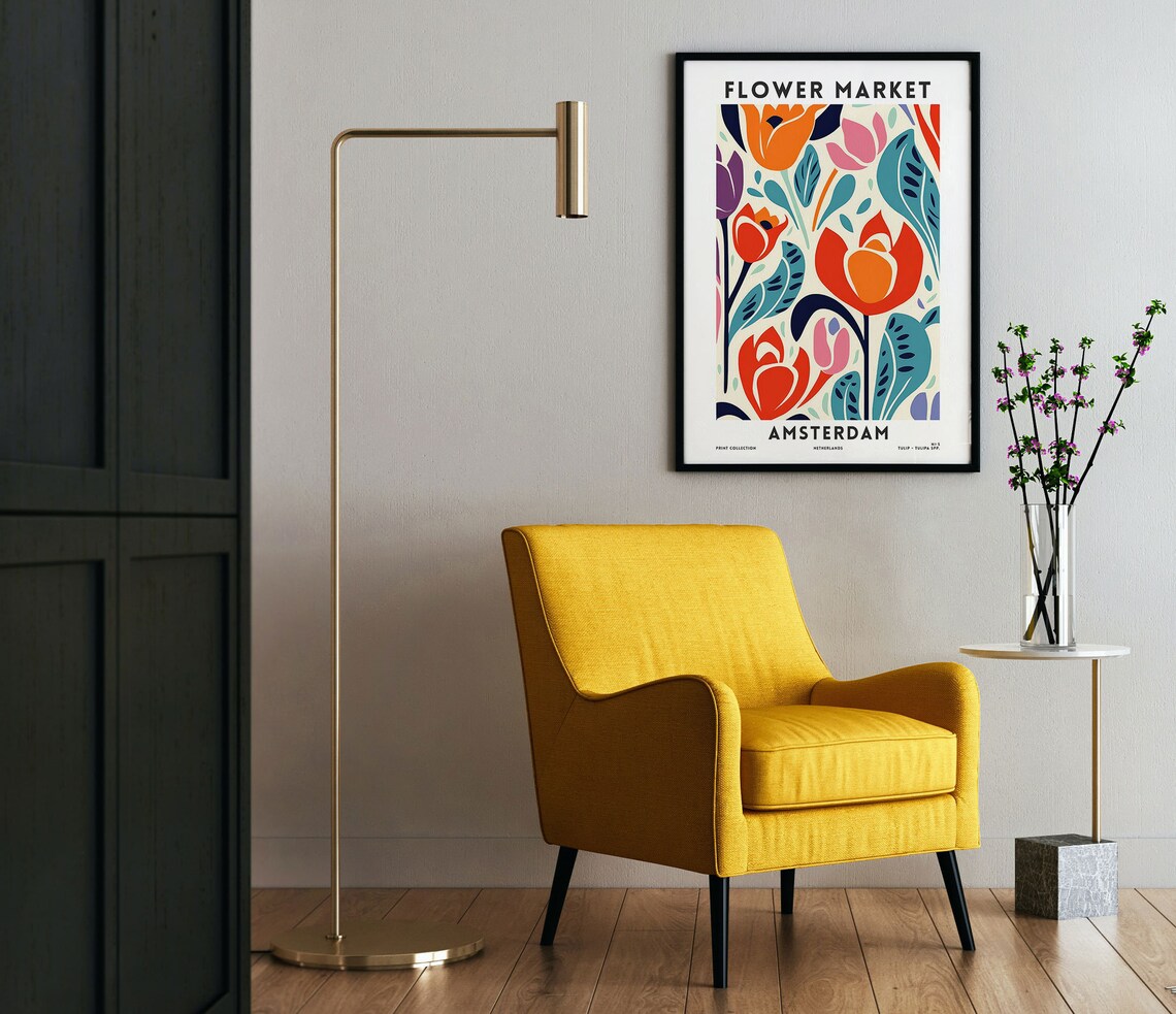 Amsterdam Flower Market Tulips Netherlands Colorful Floral Poster - Image 4